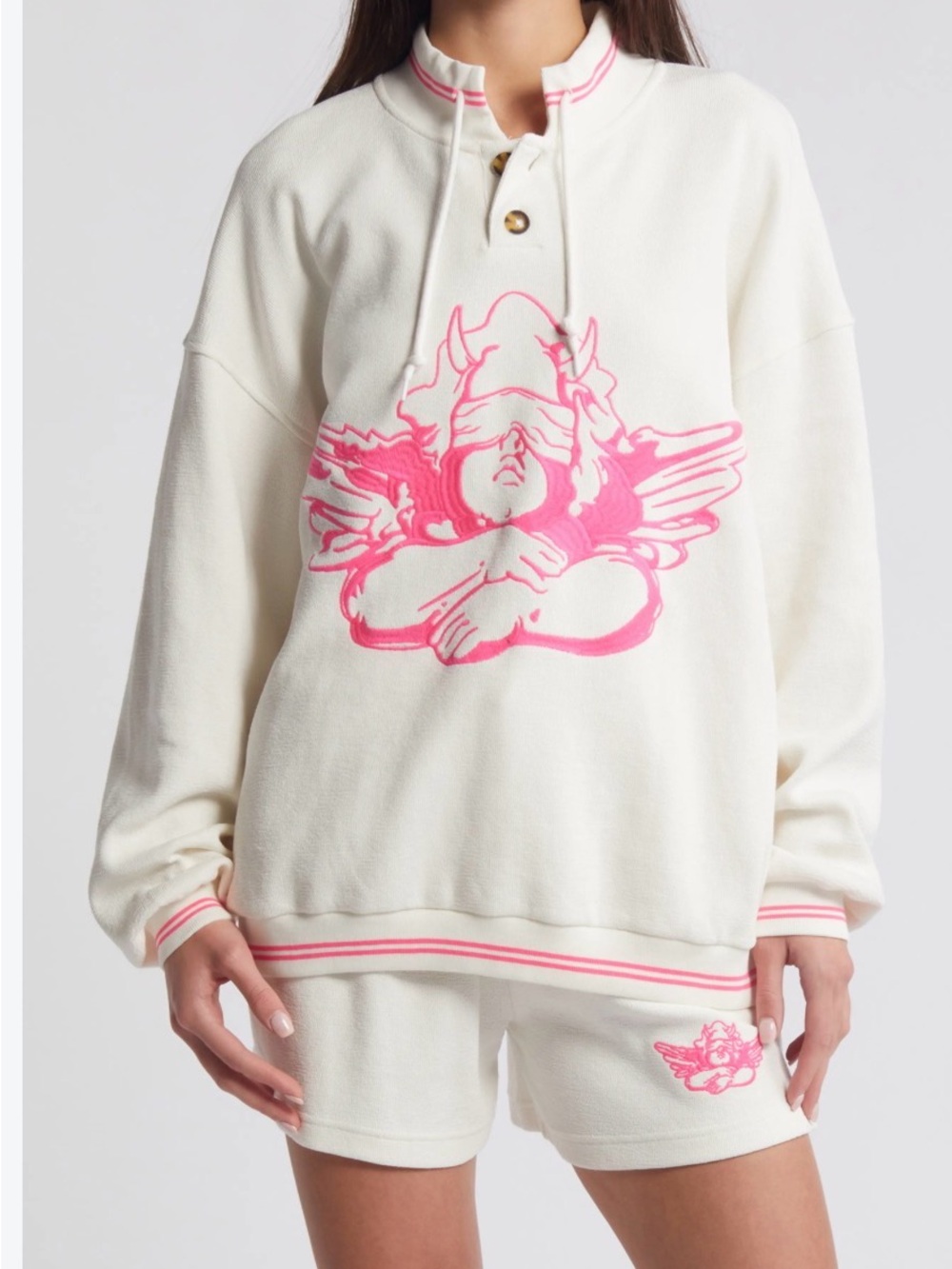 Boys Lie Cherub University Cotton Henley Graphic Sweatshirt